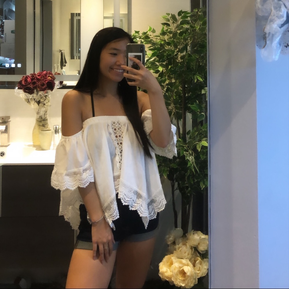 Forever21 White off the shoulder woven top
